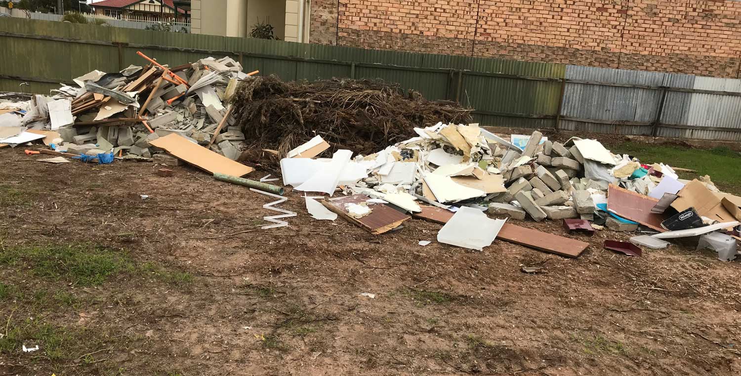 Rubbish on vacant block in Adelaide